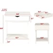 JJS Wood Side End Table with Drawer and Storage Shelves in White