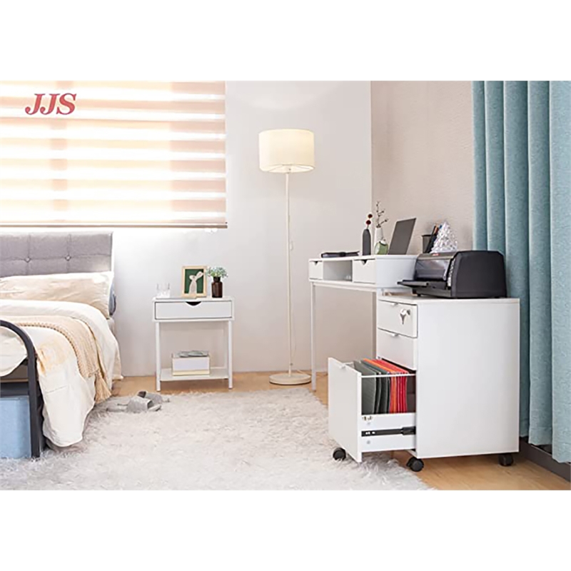 JJS 3-Drawer Wood Storage Home Office Filing Cabinet with Locks in White