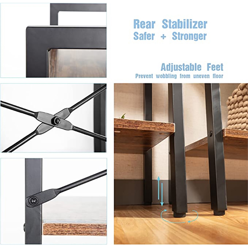 JJS 4-Tier Wood Display Bookcase with Storage Rack Shelf in Brown