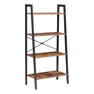 JJS 4-Tier Wood Display Bookcase with Storage Rack Shelf in Brown