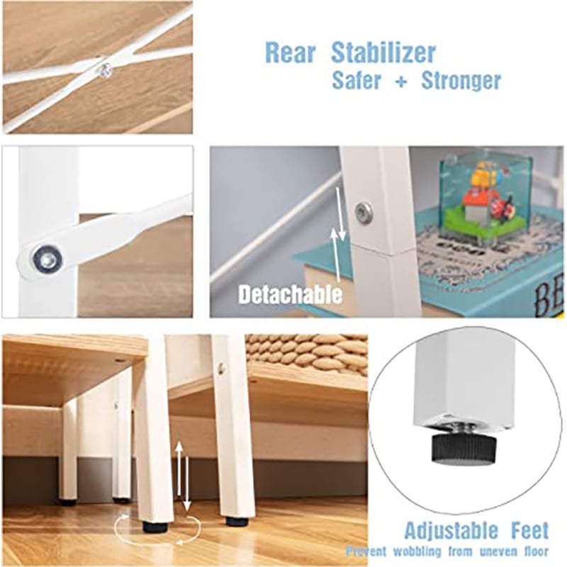 JJS 4-Tier Wood Display Bookcase with Storage Rack Shelf in Oak/White