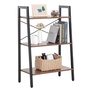 JJS 3-Tier Wood Display Bookcase with Storage Rack Shelf in Brown