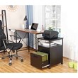 JJS Mobile Open Shelf Wood Home Office Filing Cabinet Printer Stand in Black