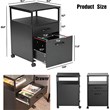 JJS Mobile Open Shelf Wood Home Office Filing Cabinet Printer Stand in Black