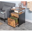 JJS Mobile Open Shelf Wood Home Office Filing Cabinet Printer Stand in Brown
