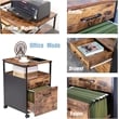 JJS Mobile Open Shelf Wood Home Office Filing Cabinet Printer Stand in Brown