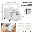 JJS Mobile Open Shelf Wood Home Office Filing Cabinet Printer Stand in White