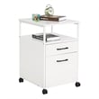 JJS Mobile Open Shelf Wood Home Office Filing Cabinet Printer Stand in White