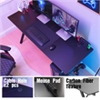 JJS 63 Inch Gaming Desk with USB Mouse Pad Black Engineered Wood