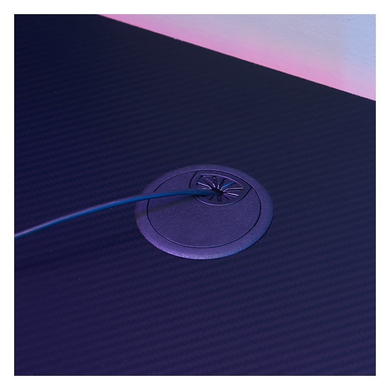 JJS 63 Inch Gaming Desk with USB Mouse Pad Black Engineered Wood