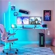 JJS 63 Inch Gaming Desk with USB Mouse Pad Pink White Engineered Wood