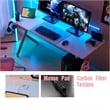 JJS 63 Inch Gaming Desk with USB Mouse Pad Pink White Engineered Wood