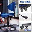 JJS Low Back Metal Computer Executive Chair with Large Base and Pads in BLUE