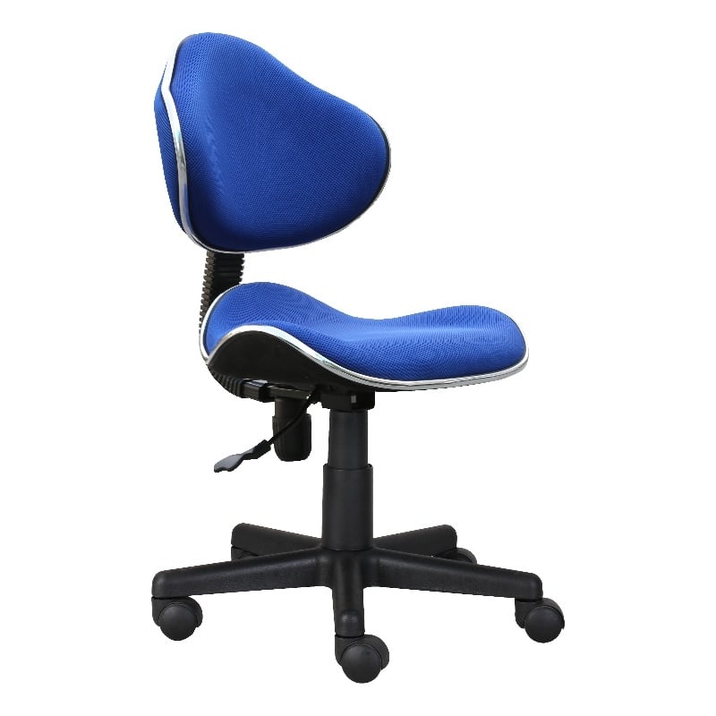 JJS Low Back Metal Computer Executive Chair with Large Base and Pads in BLUE