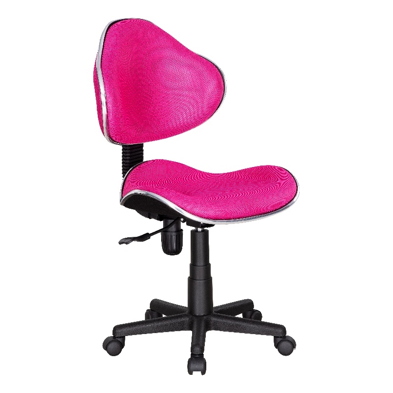 JJS Low Back Metal Computer Executive Chair with Large Base and Pads in PINK
