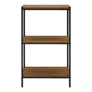 caffoz 3-tier transitional wood bookshelf with open shelves in oak brown