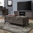 Caffoz Newport Series Wood Center Coffee Table with 2 Drawers in Smoke Oak