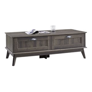 caffoz newport series wood center coffee table with 2 drawers in smoke oak