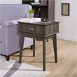 Caffoz Newport Series Wood End Table with Storage Drawer in Smoke Oak