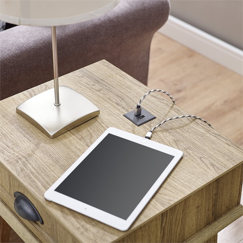 Caffoz Newport Wood End Table with Storage Drawer in Golden Oak