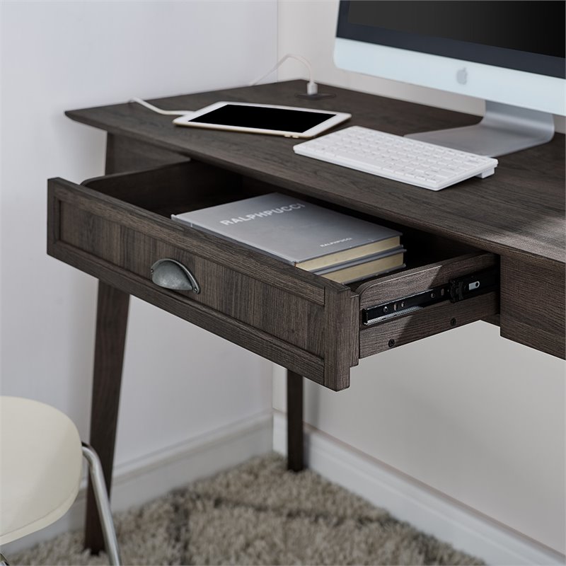 Caffoz Newport Series Wood Computer/Writing Desk with Drawer in Smoke Oak