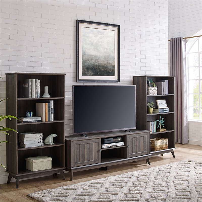 Caffoz Newport Series 5-Tier Engineered Wood Bookcase in Smoke Oak