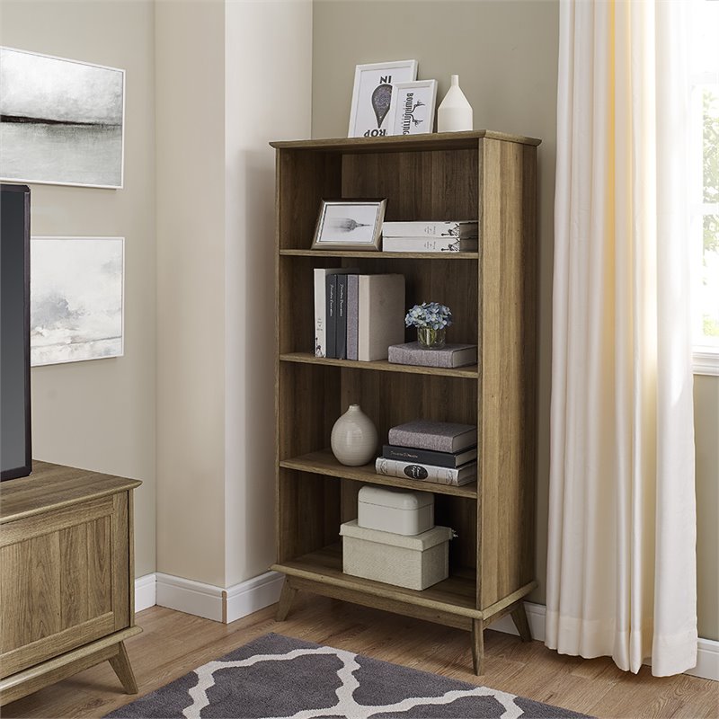 Caffoz Newport Series 5-Tier Engineered Wood Bookcase in Golden Oak