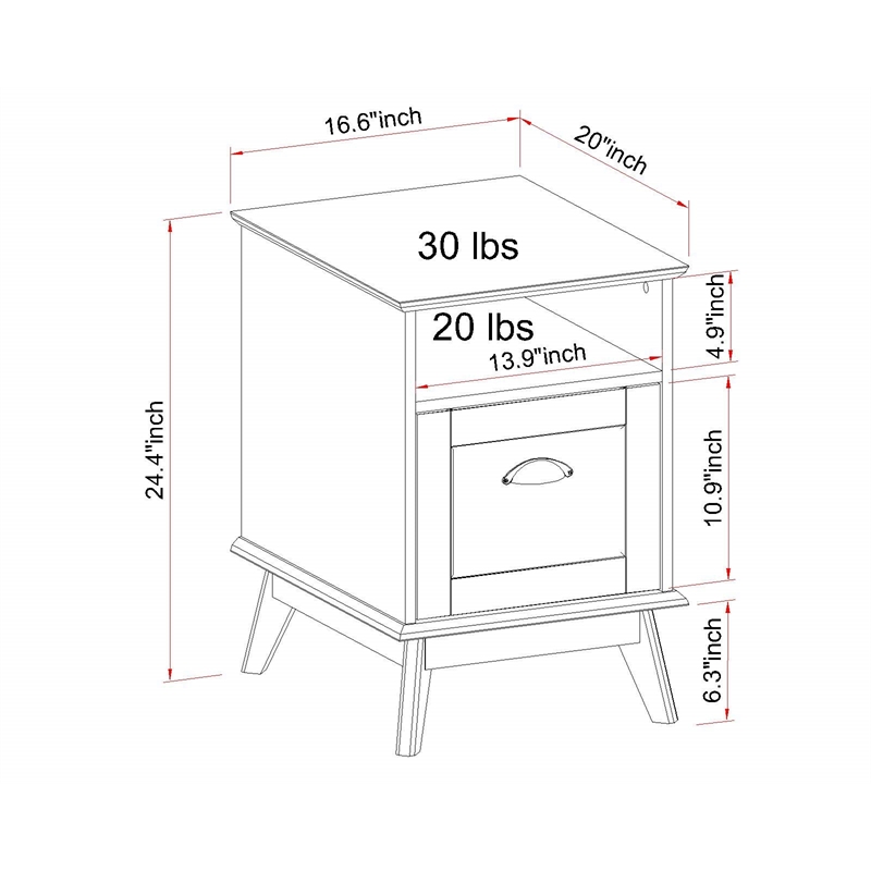 Caffoz Newport Series Wood Home Office File Cabinet with Drawer in Golden Oak