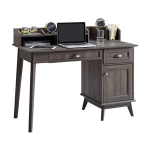 Caffoz Newport Series Wood Writing/Computer Desk with Hutch in Smoke Oak