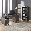 Caffoz Newport Series Wood Writing/Computer Desk with Hutch in Smoke Oak