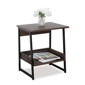 Caffoz Smith 2-Tier Wood Home End Table with Storage Shelf in Smoky Oak