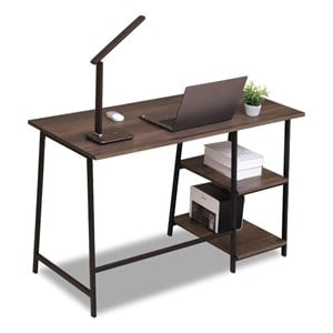 Caffoz Smith 48&quot Wood/Metal Computer Desk with Storage Shelf in Smoky Oak