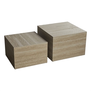 Caffoz Nesting Tables Set of 2-TravertineFaux Marble-Engineered Wood-No Assembly