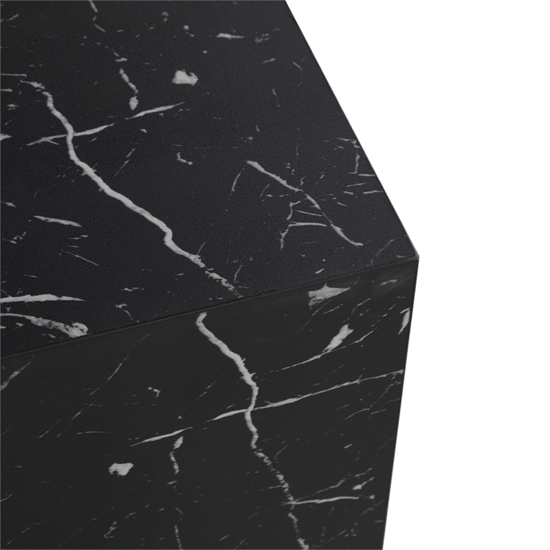 Caffoz Nesting Tables Set of 2-Black Faux Marble-Engineered Wood-No Assembly