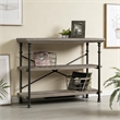 Industrial 3 Tier Console Table Mystic Oak Metal Frame Multi Storage