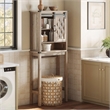 Farmhouse Sliding Door Wall Cabinet Light Brown Wood Organizer