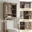 Farmhouse Sliding Door Wall Cabinet Light Brown Wood Organizer