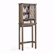 Farmhouse Sliding Door Wall Cabinet Light Brown Wood Organizer