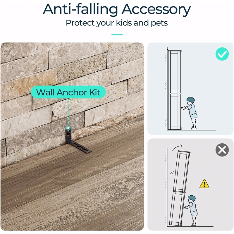 Farmhouse Bookcase 5 Adjustable Shelves Doors Living Room/Home Office