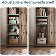 Farmhouse Bookcase 5 Adjustable Shelves Doors Living Room/Home Office
