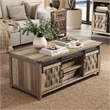 Farmhouse Coffee Table 47 Inch Sliding Barn Doors Adjustable Shelves Living Room