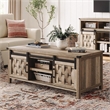 Farmhouse Coffee Table 47 Inch Sliding Barn Doors Adjustable Shelves Living Room