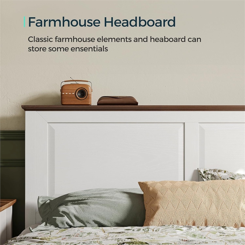 Rustic Full Bed Frame White Headboard Footboard No Box Spring