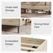 Ergonomic Full Bed Frame Beige Storage Shelf Noise-Free No Box Spring