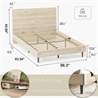 Ergonomic Full Bed Frame Beige Storage Shelf Noise-Free No Box Spring