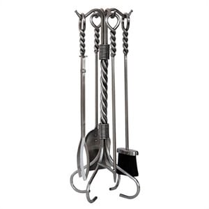 uniflame 5 piece stainless steel fireset with twist handles