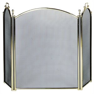 uniflame 3 fold large diameter polished brass screen with woven mesh