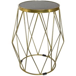 spitiko homes  round drum side table gold & black marble iron/19 x19 x 23.50