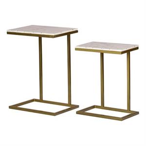 spitiko homes set of 2 nesting table with marble brass inlay 19 x 14 x 26