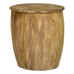 solid mango wood round drum end table18